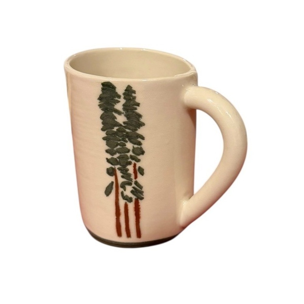 NWOT Handmade SUSAN ROBERTSON POTTERY Mug‎ Tall Tree Design Art Gift